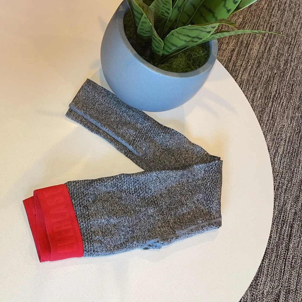 Gray and red woman leggings stretch comfortable for walking 🚶‍♀️or work out